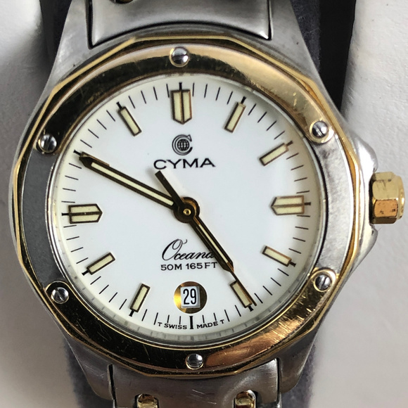 Vintage CYMA Oceana Swiss Made Two Tone Watch - Picture 1 of 6